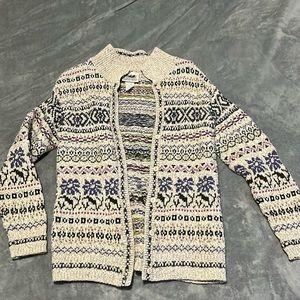 Multicolor Patterned Cardigan knit wool